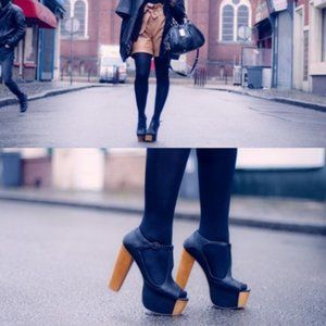 Jeffrey Campbell Black Foxy Wood Heels